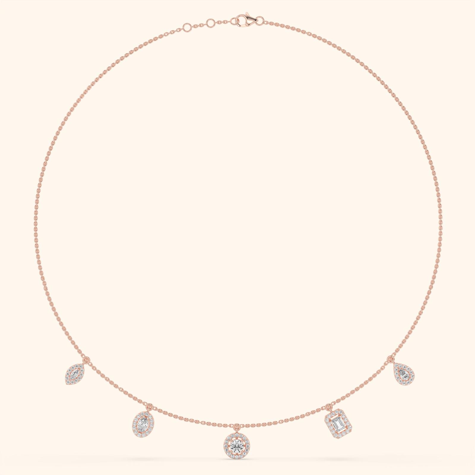 14k Rose Gold Lab Grown Diamond Jewellery Necklace 6.75 Ctw CJNC0054