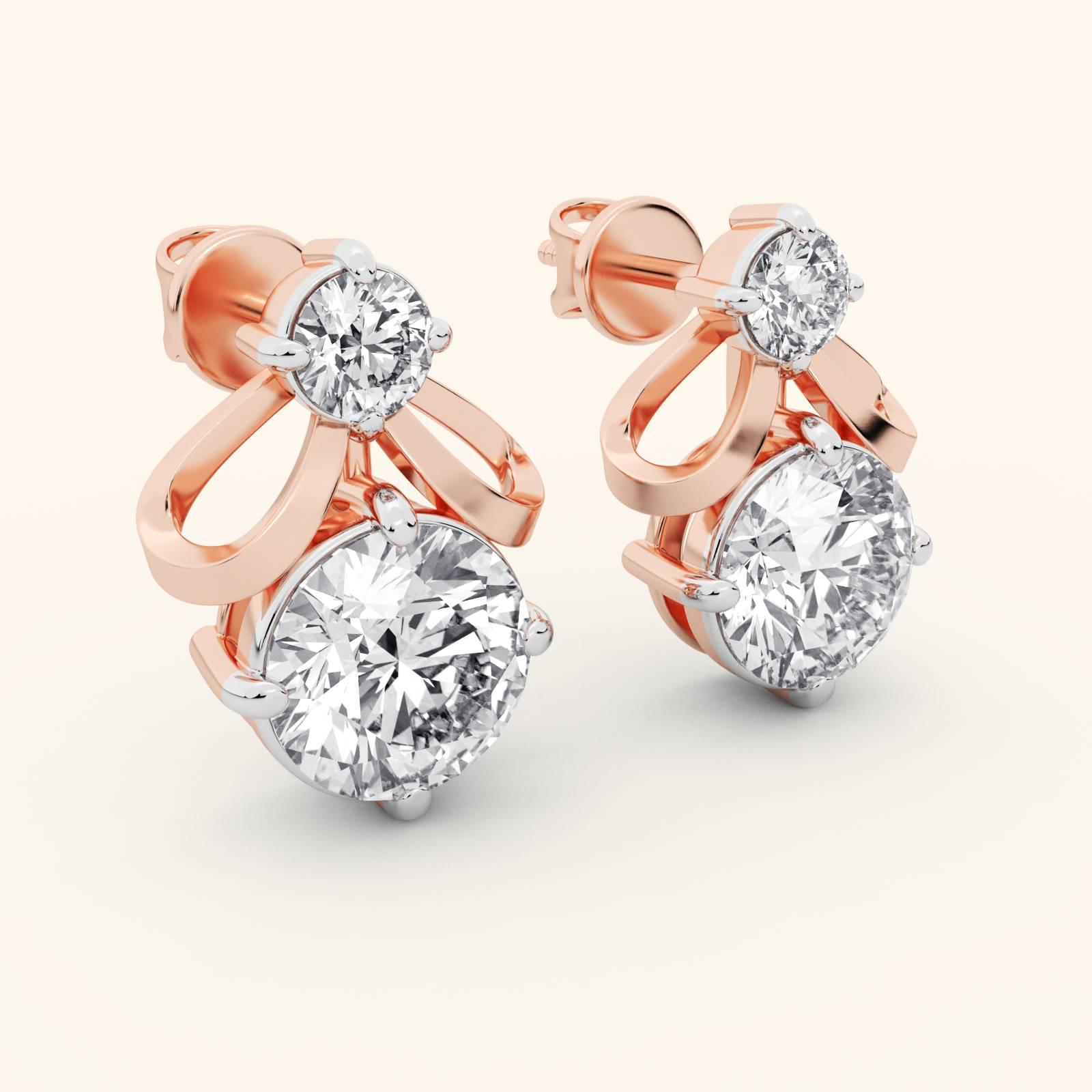14k Rose Gold Lab Grown Diamond Jewellery Earrings  2.45 Ctw IGE144