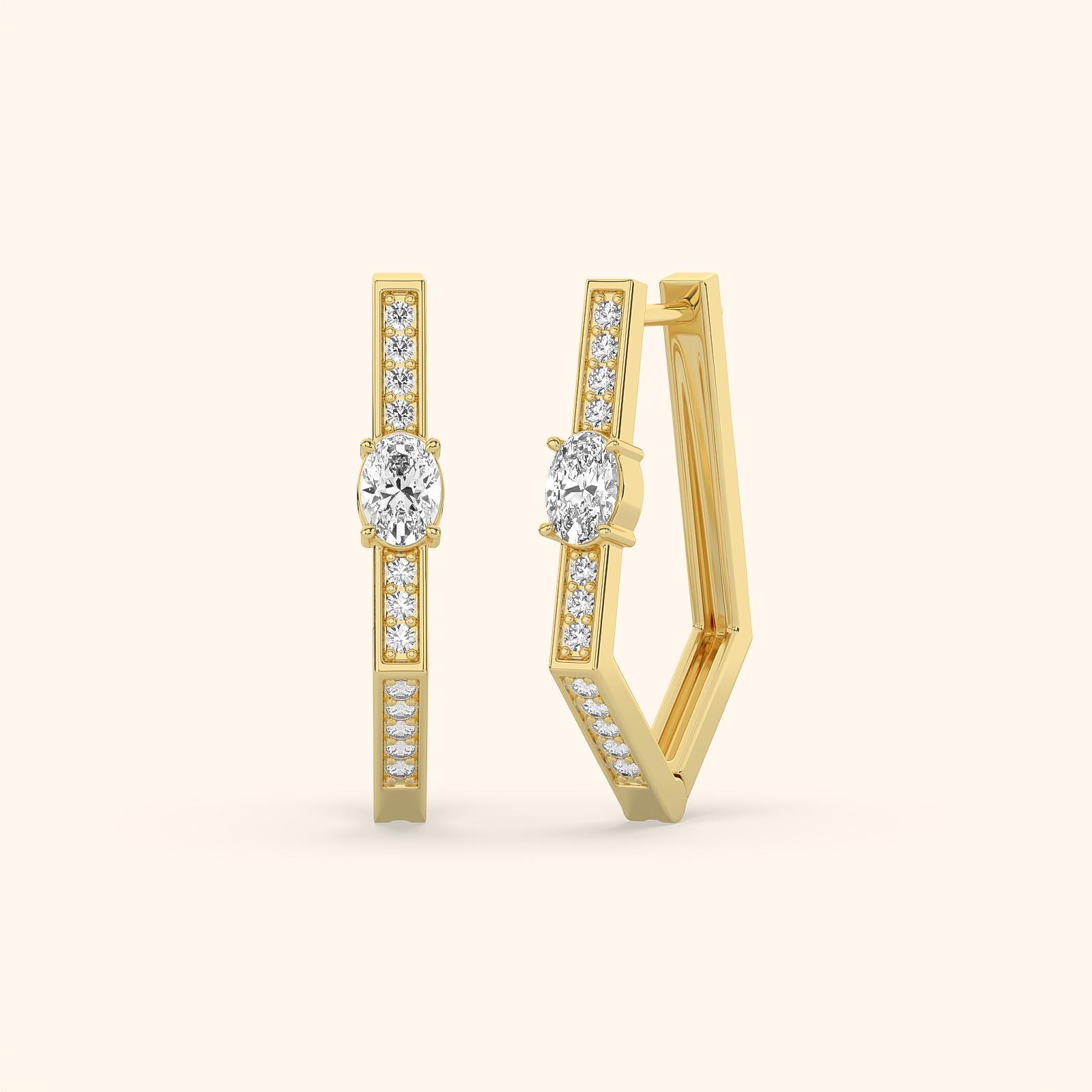Hexagon Shape Diamond Earrings
