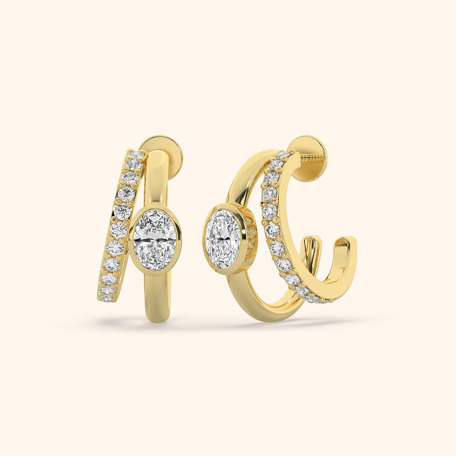Minimalist Bezel Solitaire Hoops