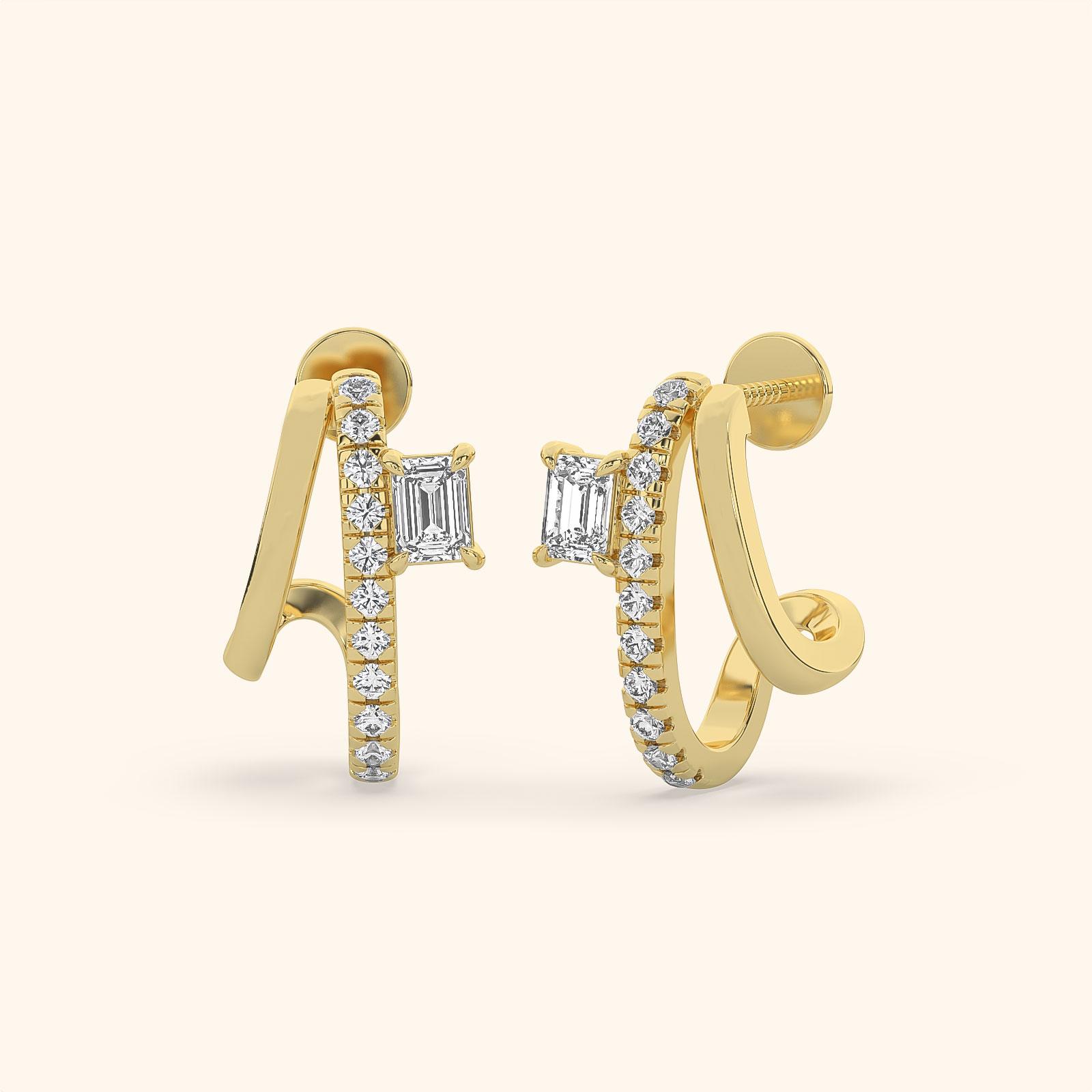 Aura Emerald Parallel Diamond Hoops