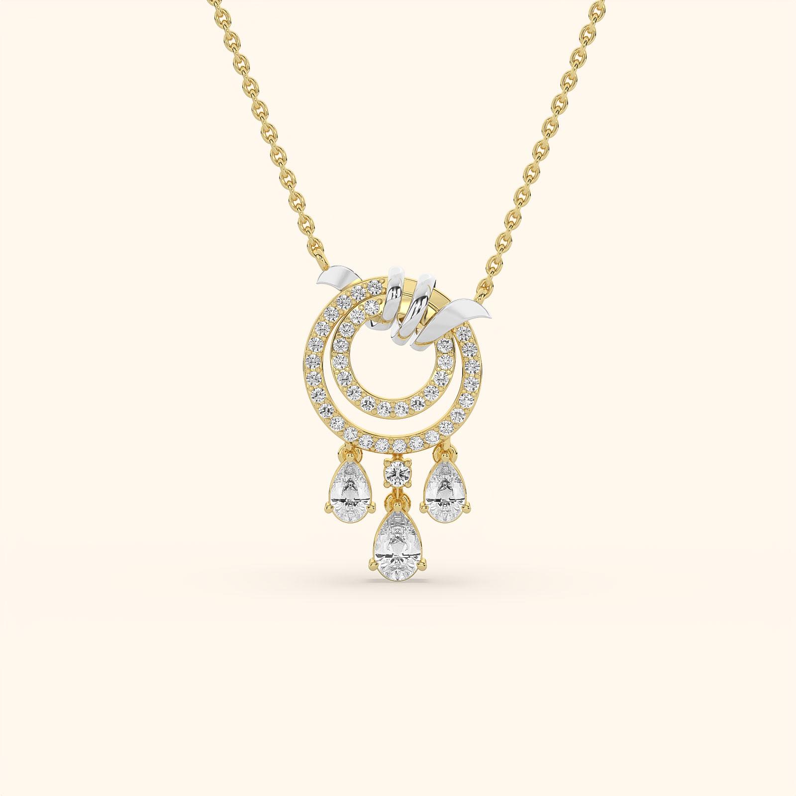 Interlocked Halo Pear Diamond Pendant