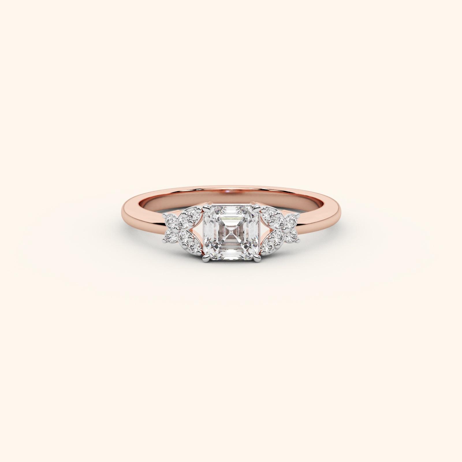Baguette Accent Center Diamond 0.65 ct Ring