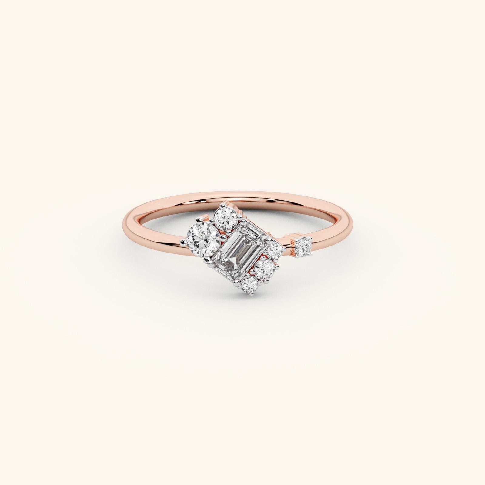 Geometric Elegance Center Diamond 0.32 ct Ring
