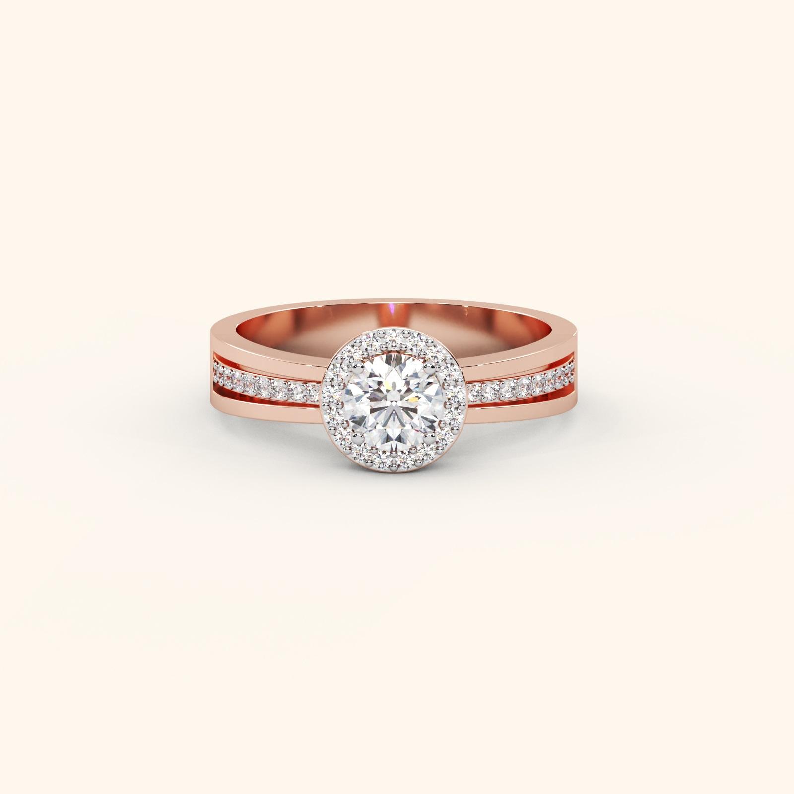 Vintage-Inspired Halos Center Diamond 0.52 ct Ring