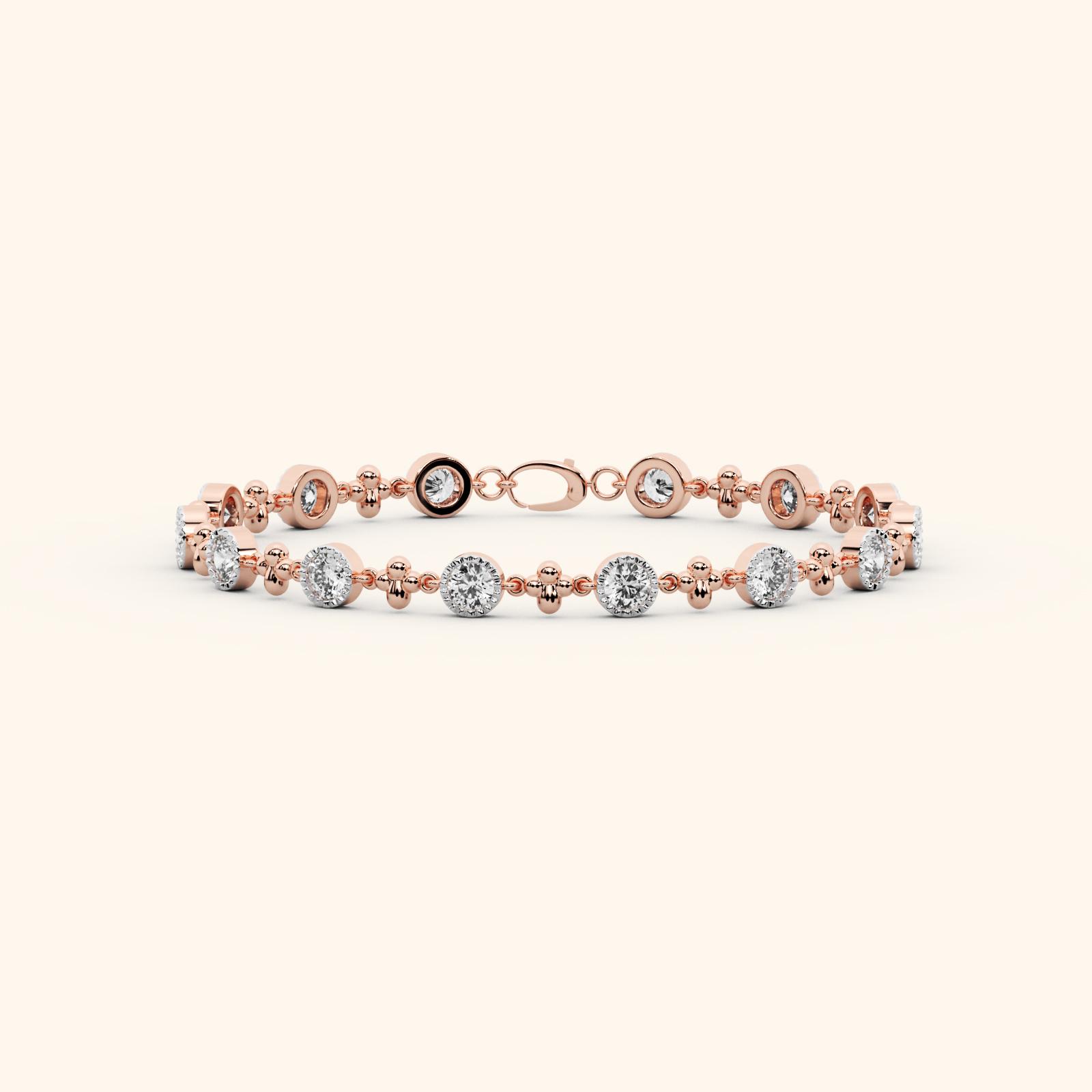 14k Rose Gold Lab Grown Diamond Jewellery Bracelet 8.55 Ctw IVBR3