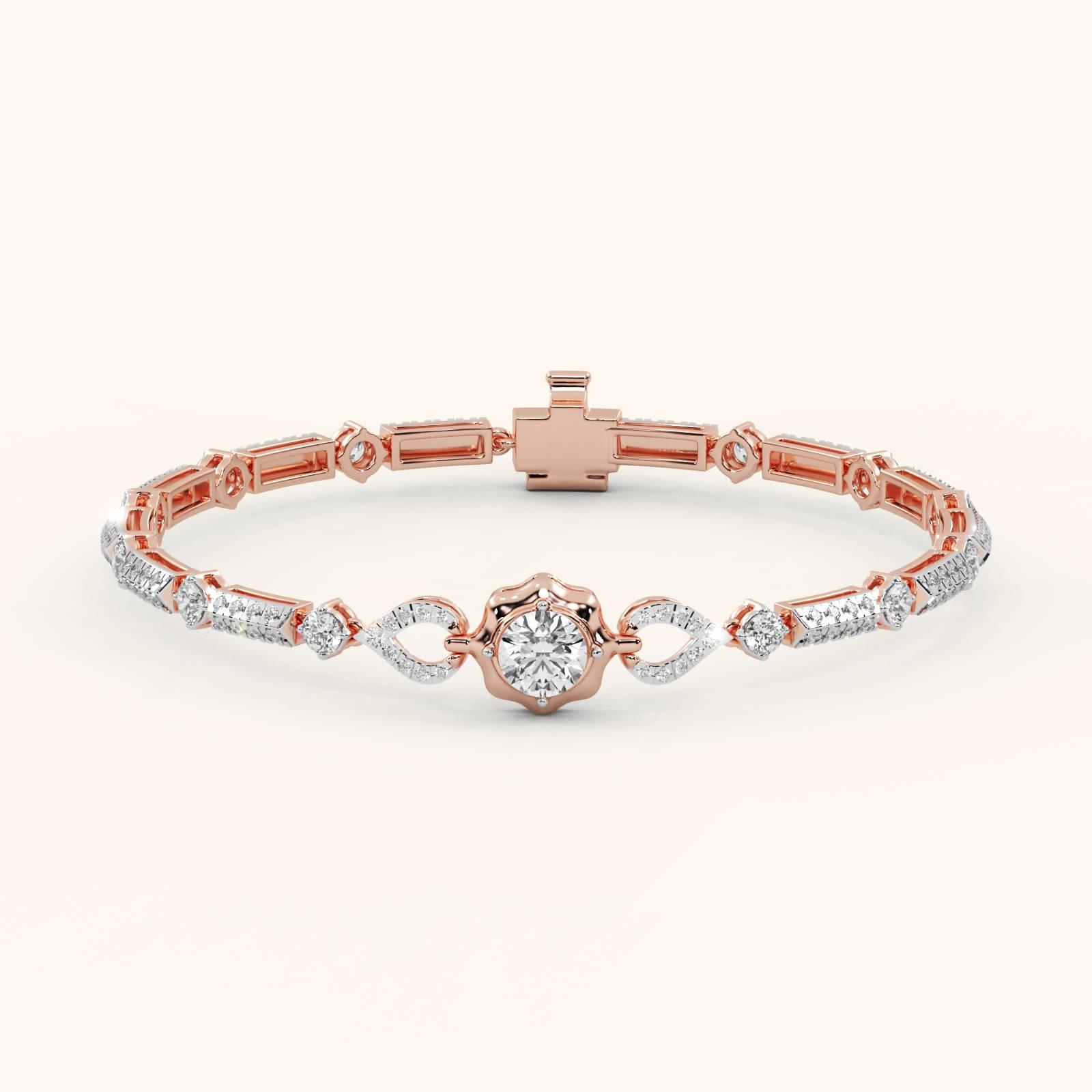 14k Rose Gold Lab Grown Diamond Jewellery Bracelet 9.85 Ctw IVBR55