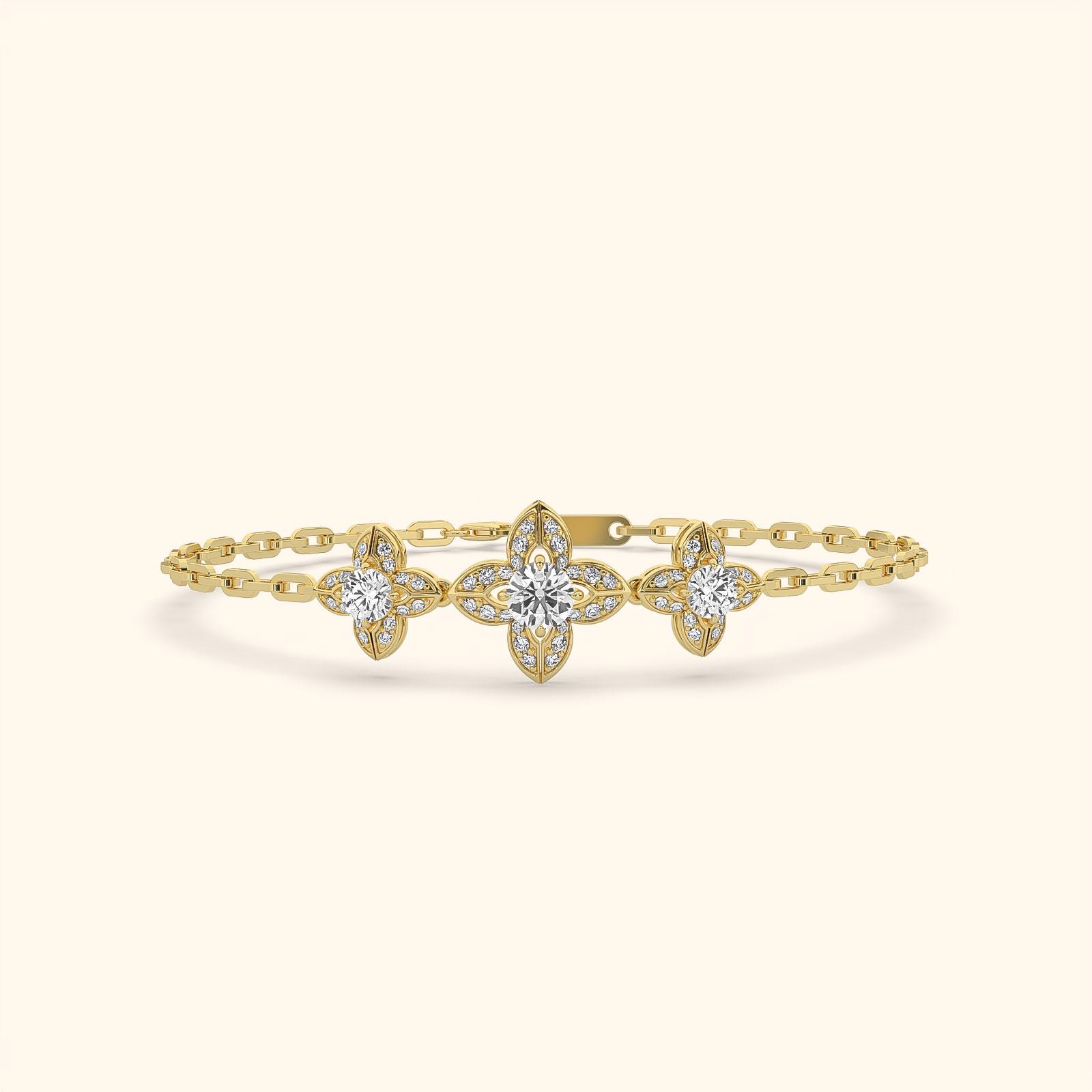 Sparkling Petals Gold Bracelet