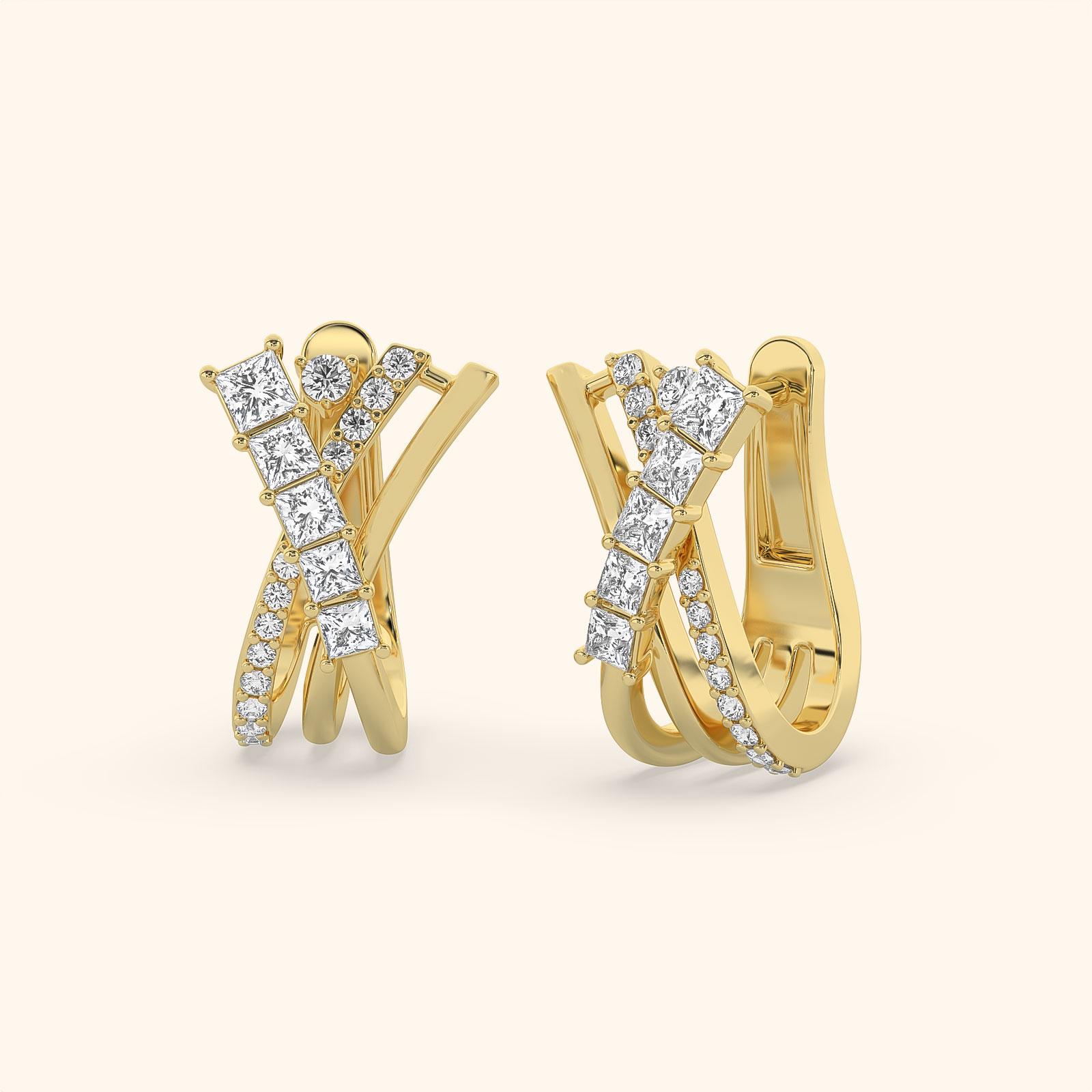 Geometric Princess Diamond Earrings