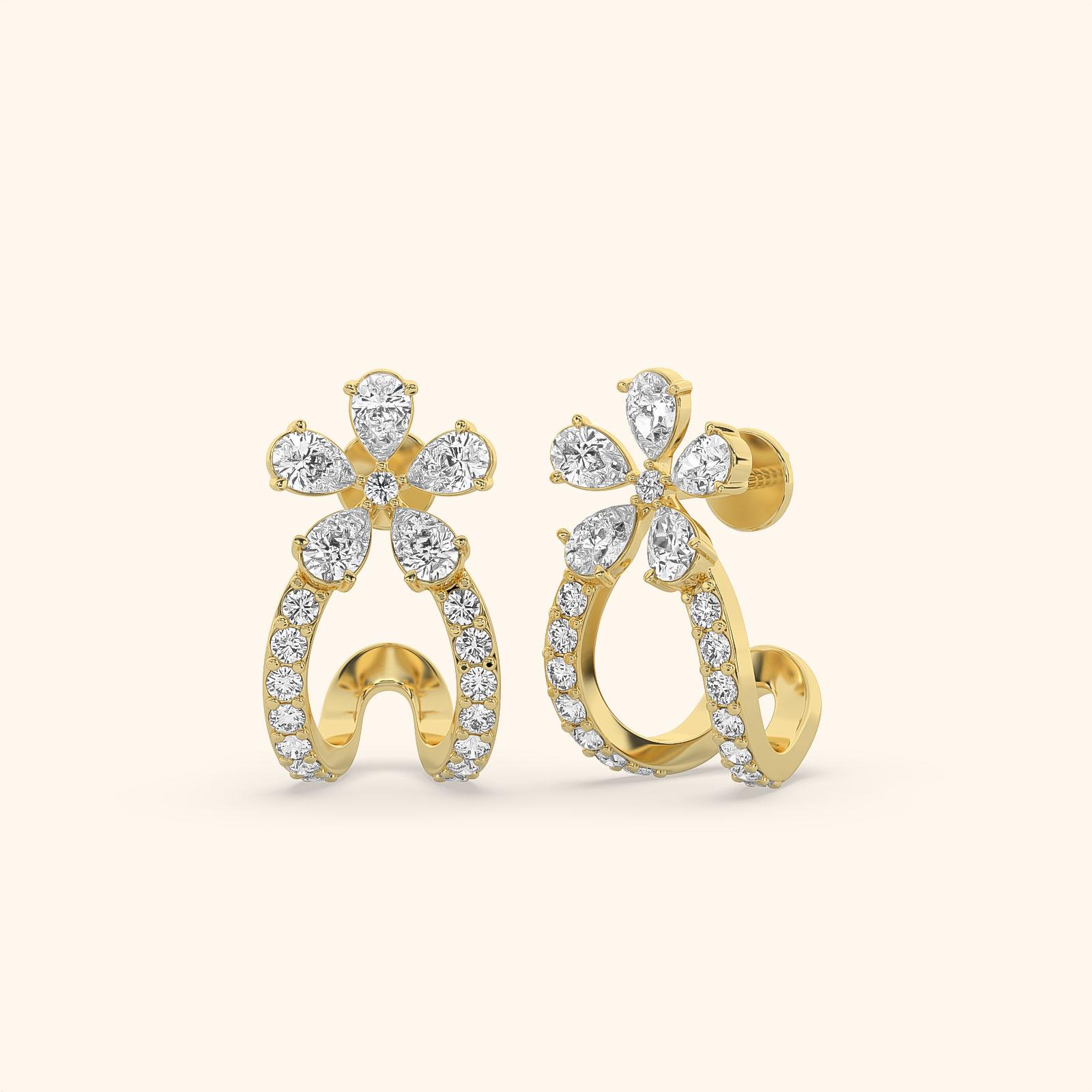 Radiant Petal Diamond Hoops