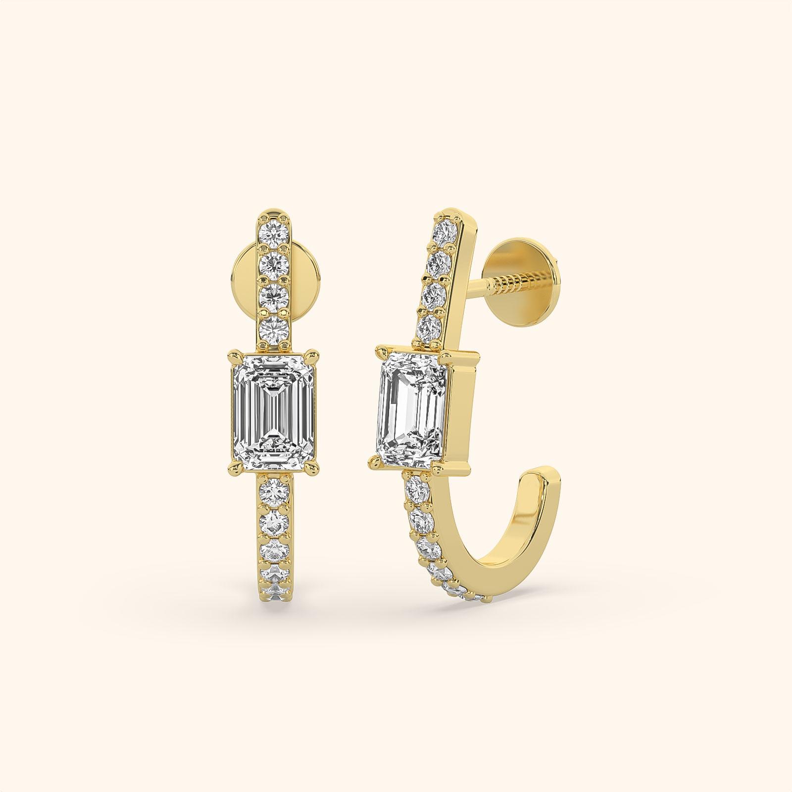 Elegant Emerald Diamond Hoops