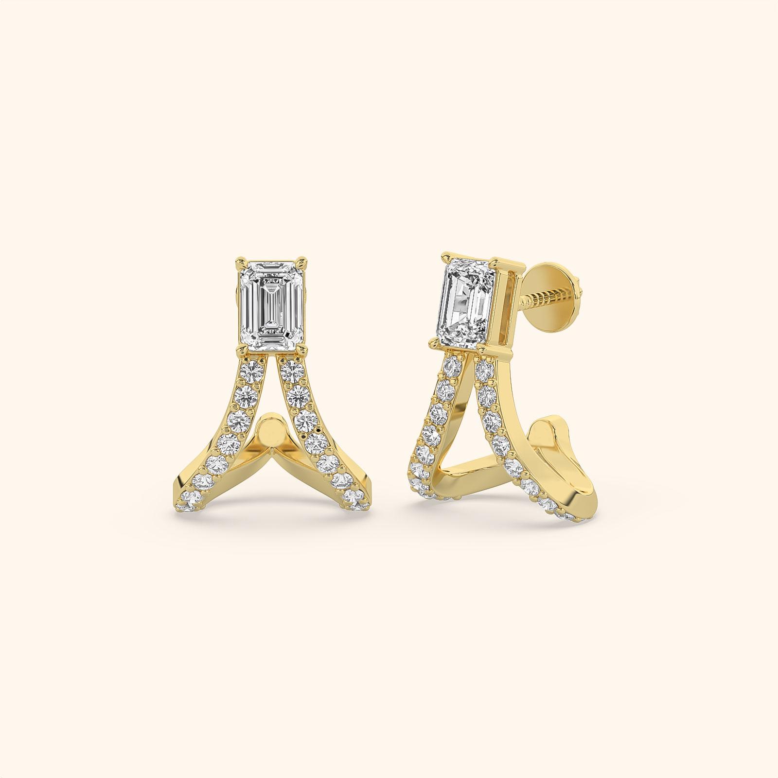 Split-Shank Emerald Diamond Hoops