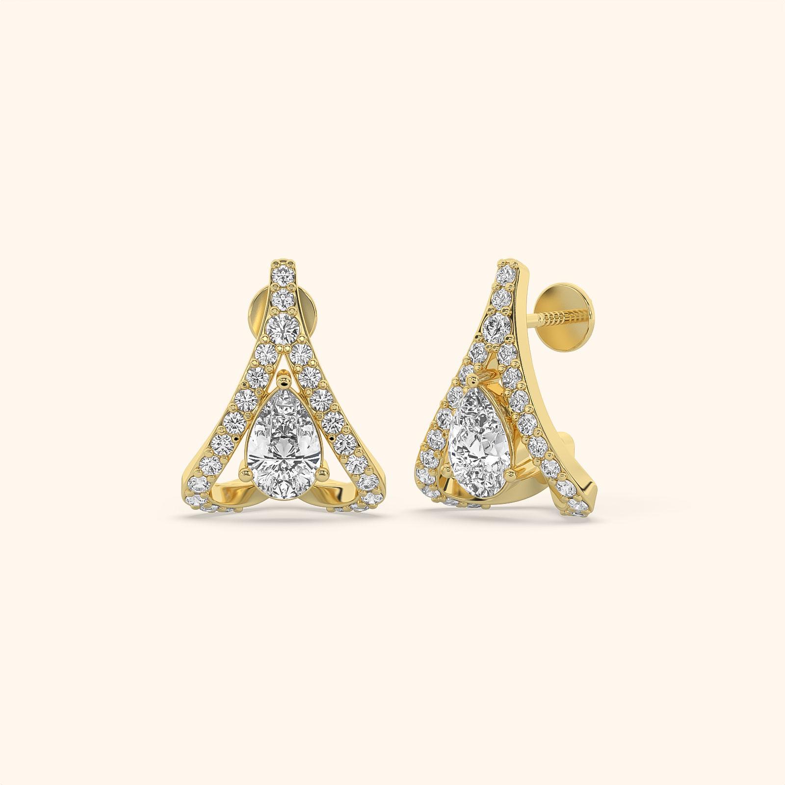 Vintage Inspired Pear Diamond Hoops