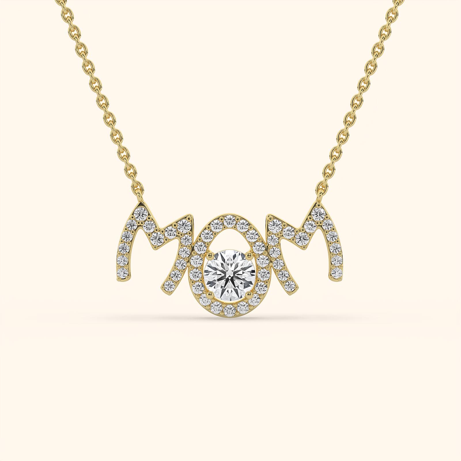 Classic 'MOM' Cluster Diamond Pendant
