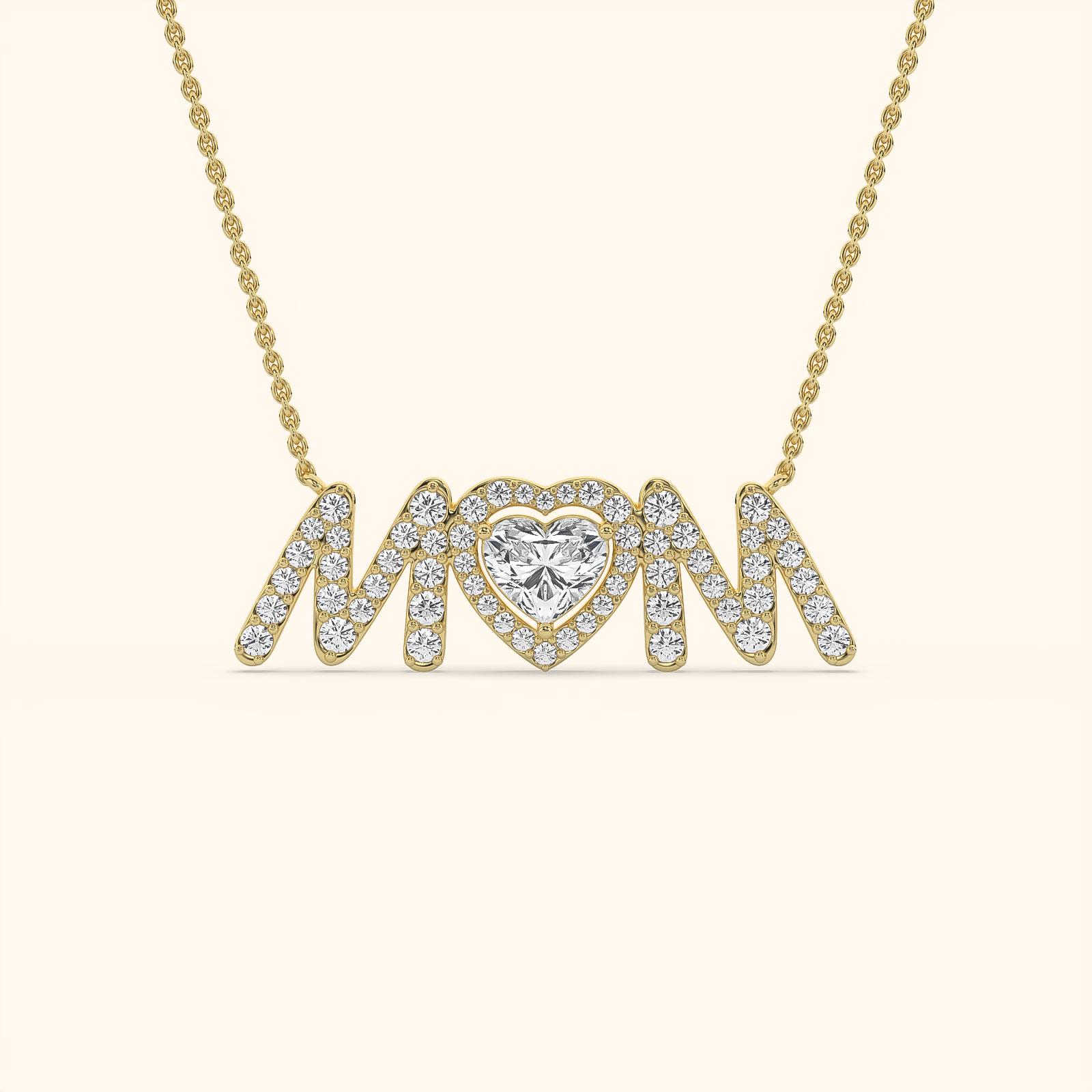 Luminesse 'MOM' Heart Diamond Pendant