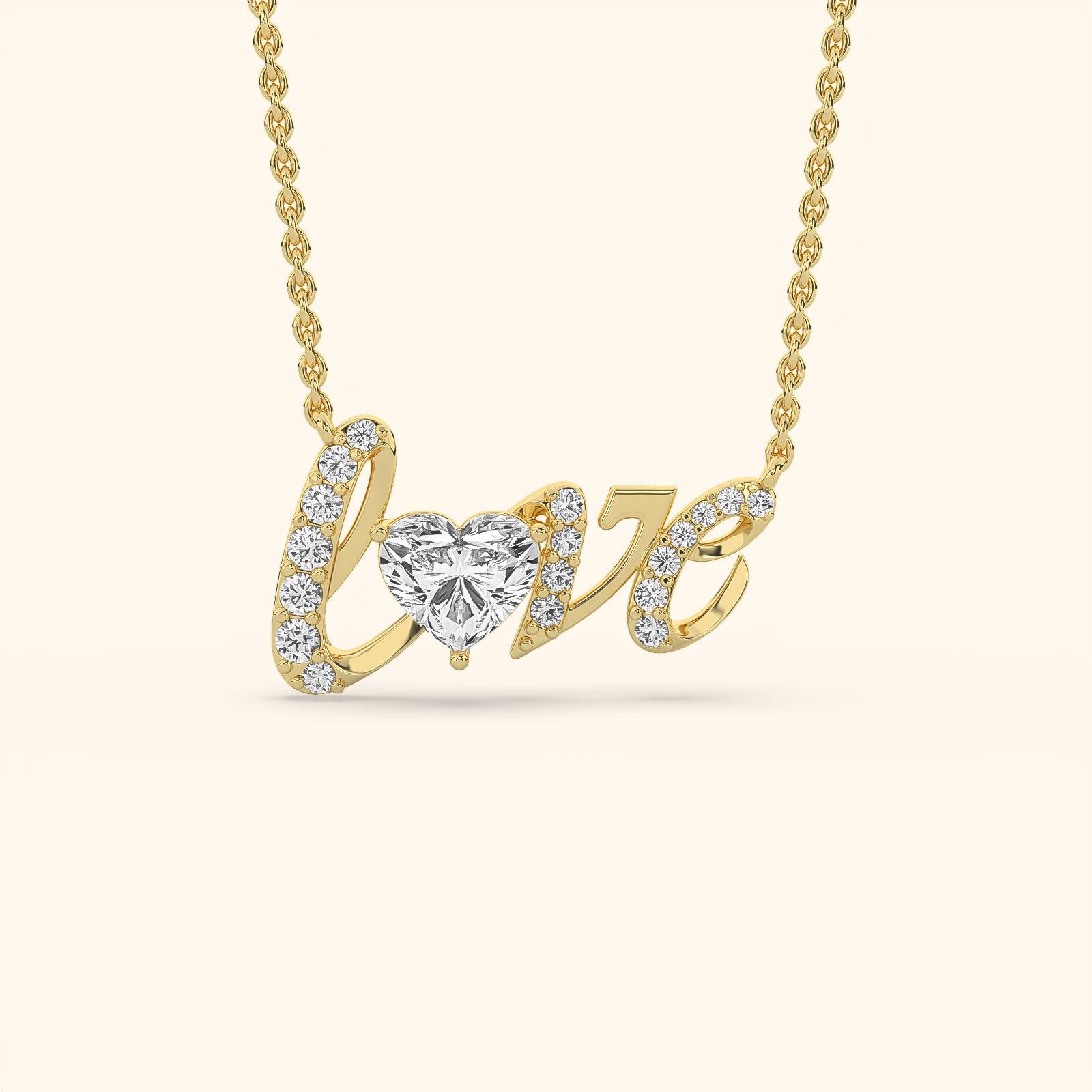 Scripted Heart Diamond Pendant
