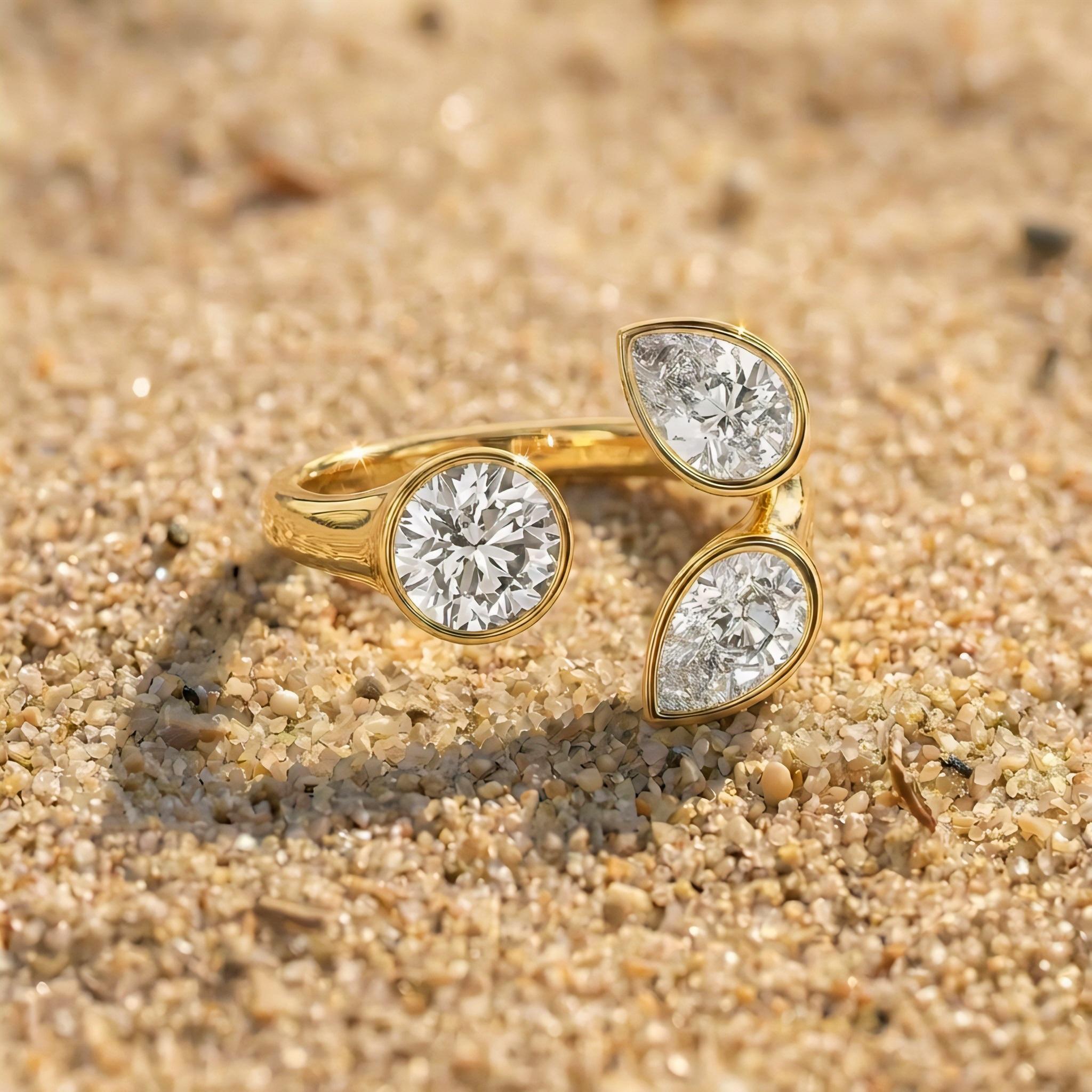 Modernist Pear Diamond Ring